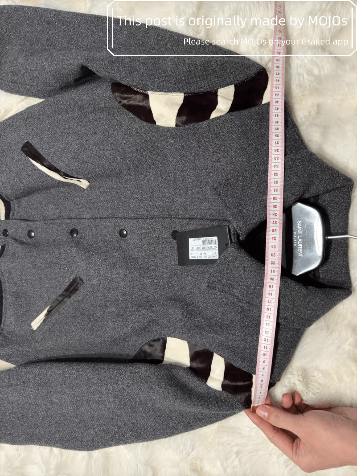 Sz 46 Saint Laurent Paris Zebra Pattern Grey Teddy Jacket