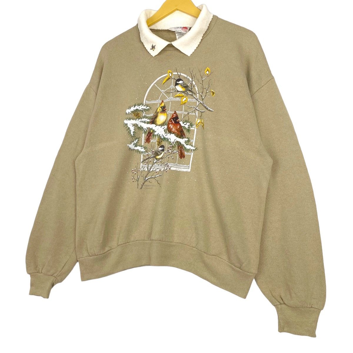 Vintage Vintage 90s Morning Sun Bird Graphic Collar Sweatshirt Size L / US 10 / IT 46 - 3 Thumbnail