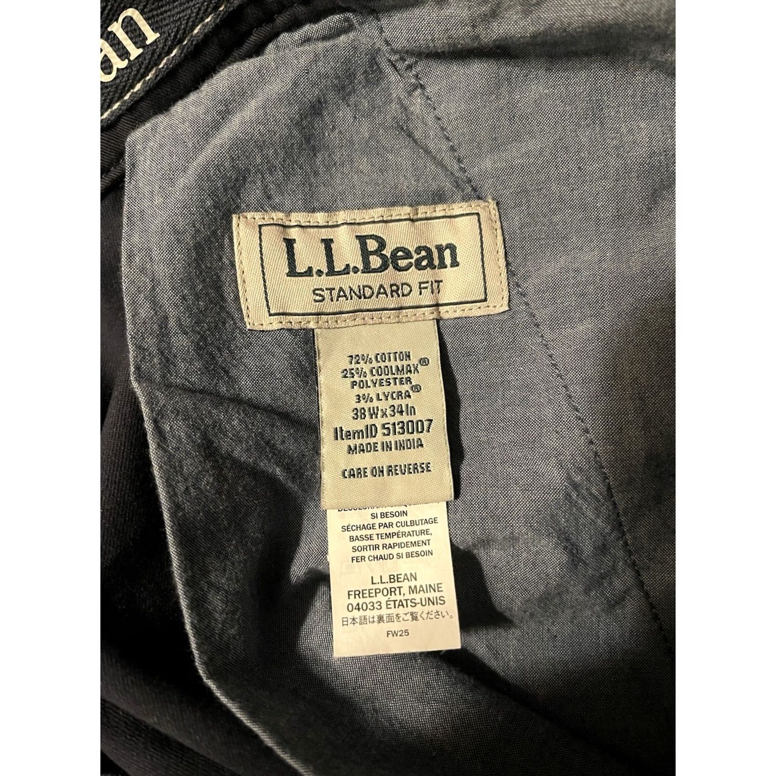 Vintage L.L. Bean Comfort Stretch Chino Pants Carbon Navy Blue Mens 38x34 Slim/Regular 34in Inseam Cotton Stretching Clean NWT Size US 38 / EU 54 - 4 Thumbnail