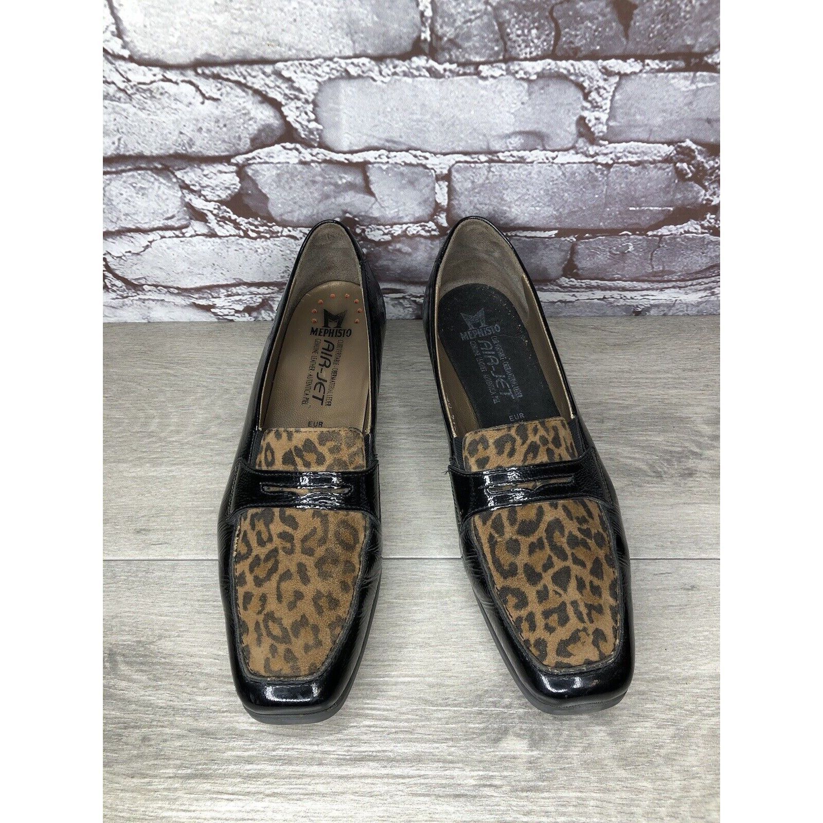 Mephisto Mephisto Air Jet Black Patent Leopard Print Penny Wedge Shoe Size US 11 / IT 41 - 23 Thumbnail