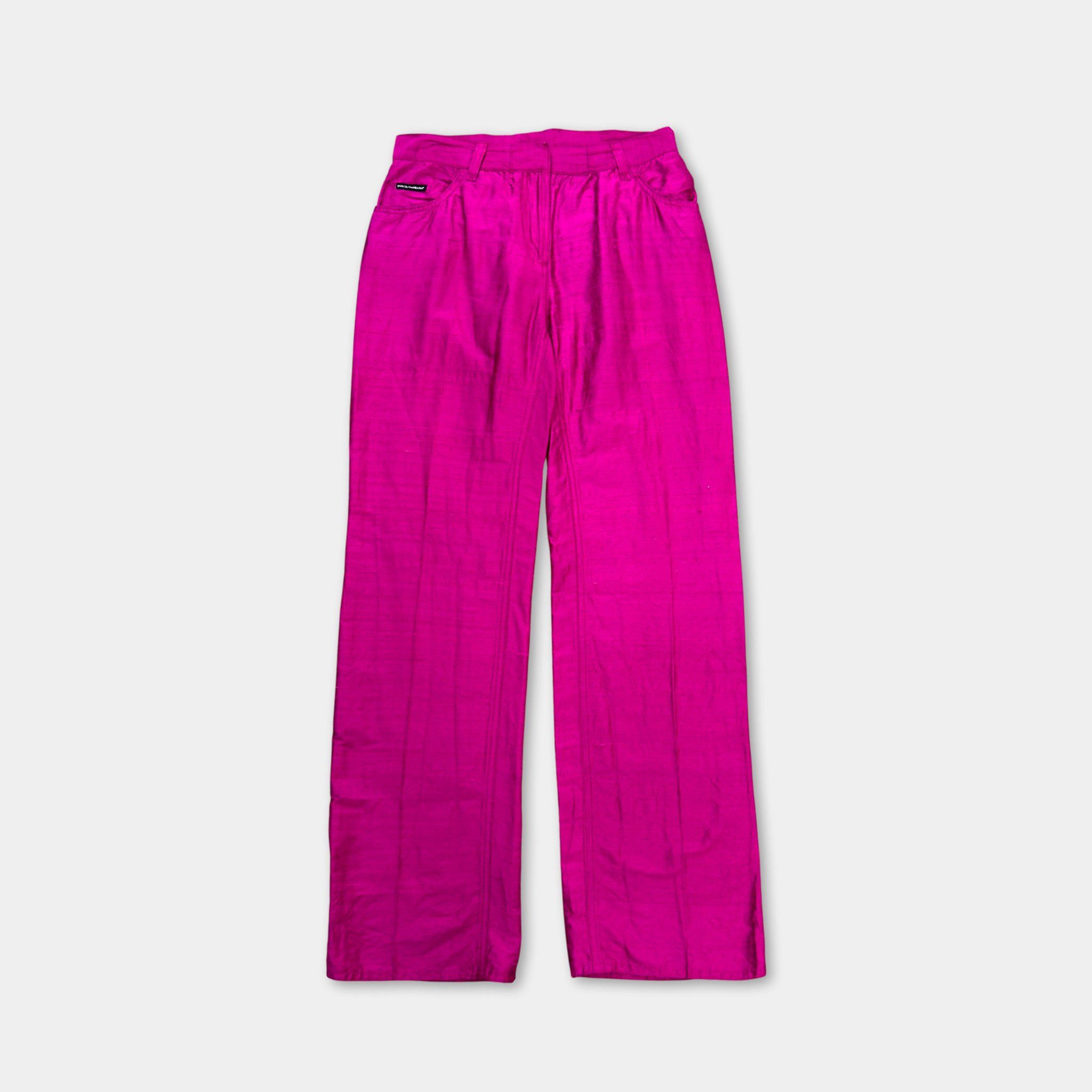 Dolce & Gabbana Dolce & Gabbana 2000's Pink Silk Pants Size 25" / US 0 / IT 36 - 1 Thumbnail