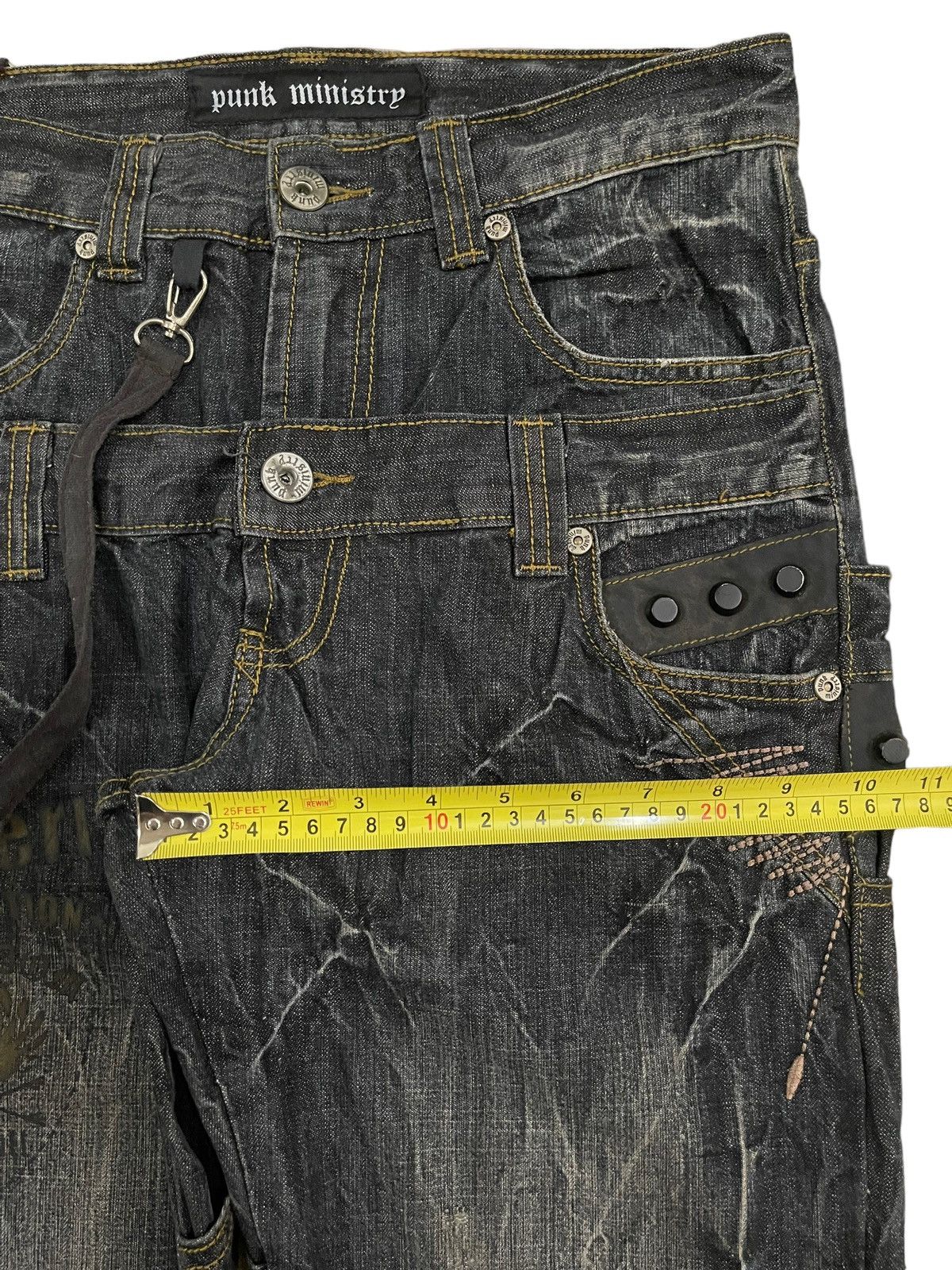 If Six Was Nine Vintage Japan Punk Ministry Double Waist Bondage Style Jeans Size US 31 - 20 Thumbnail
