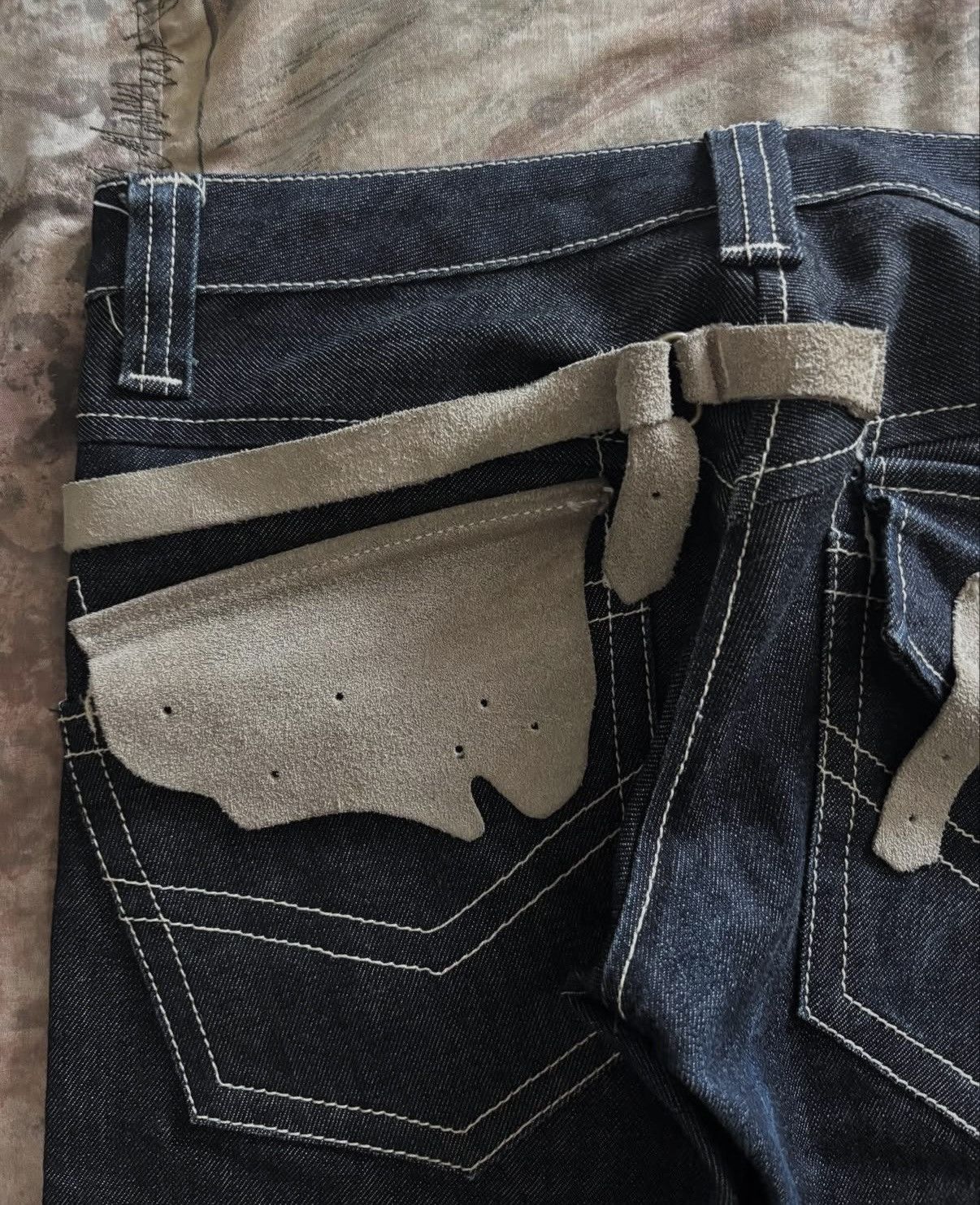 Other Archive Body Butter Flare Denim w/ Cowhide Leather Straps Size US 30 / EU 46 - 6 Thumbnail