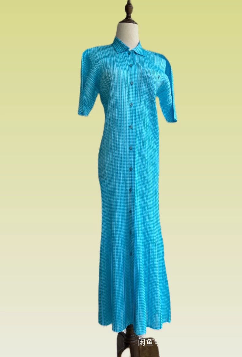 Issey Miyake Issey Miyake Sky blue short-sleeved dress Size L / US 10 / IT 46 - 4 Thumbnail