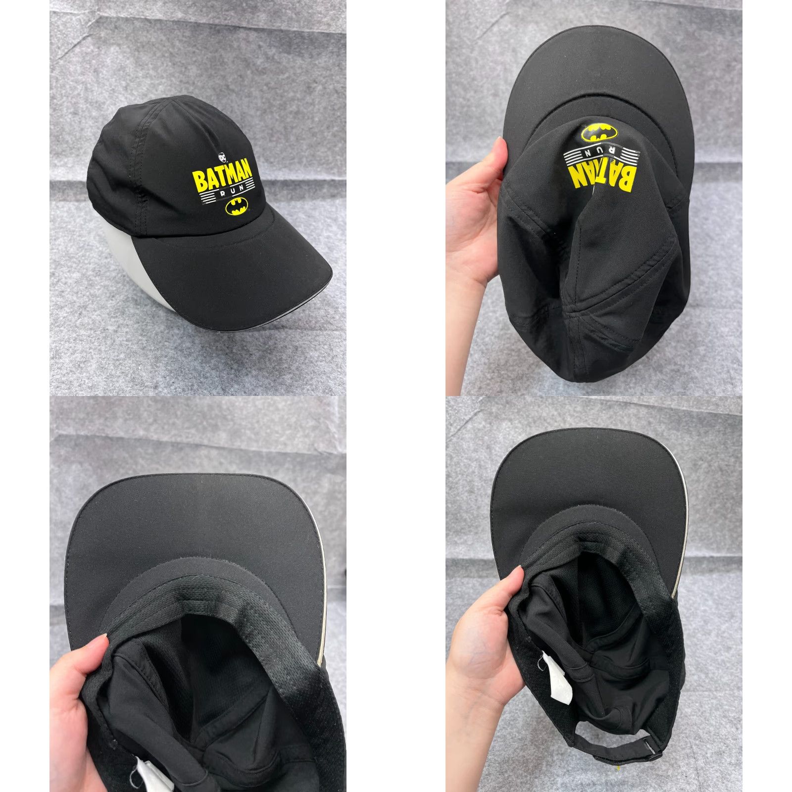 Vintage Batman Run Hat Cap One Size Adult Black Yellow Polyester Spandex Adjustable Lightweight Baseball Cap Size ONE SIZE - 8 Thumbnail