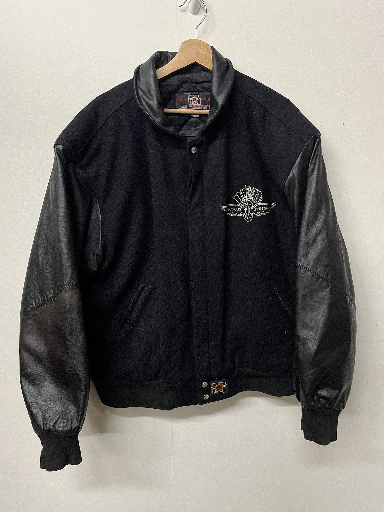 Vintage 1990s Indianopis Motor Speedway JH Design Raccing Varsity jacket Size L