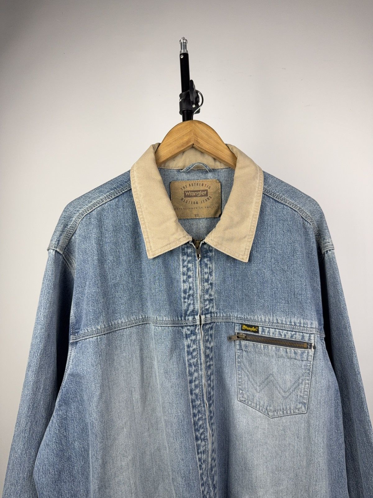 Wrangler Vintage Retro 90s Wrangler Western Cowboy Denim Work Jacket Size US XXL / EU 58 / 5 - 2 Thumbnail