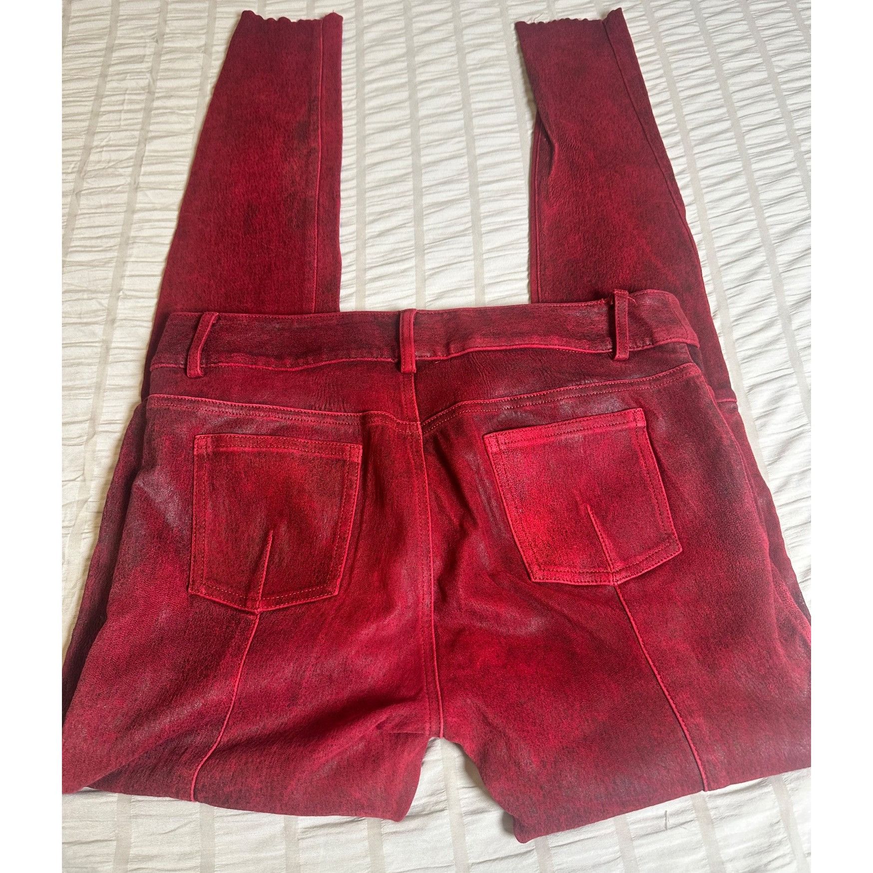 Other Gomez-Gracia London Unique Red Leather Pants, US8/UK14 Size 30" / US 8 / IT 44 - 7 Thumbnail