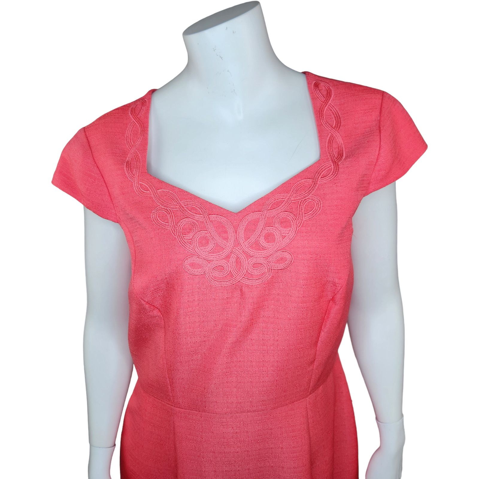 Preston & York Preston & York Womens 8 Coral Sheath Midi Dress Lined Size M / US 6-8 / IT 42-44 - 11 Thumbnail
