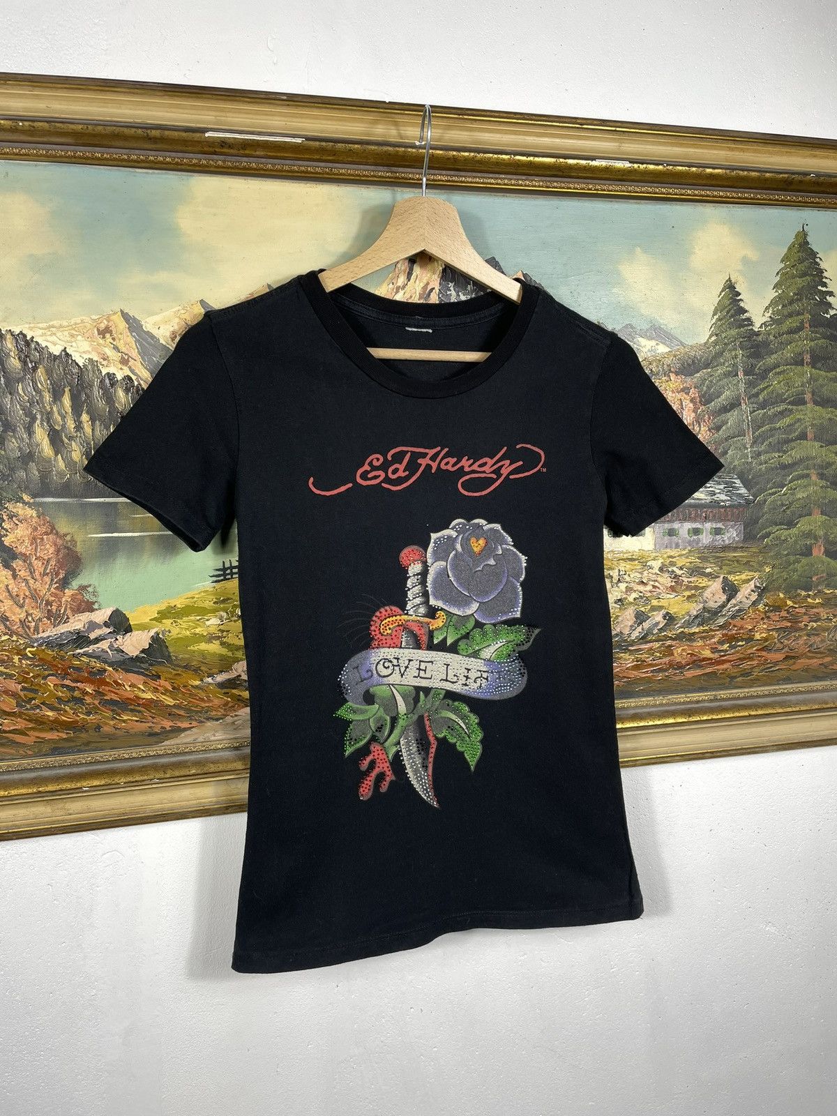 Christian Audigier × Ed Hardy × Vintage Ed Hardy Retro 00s Tees Short Sleeve Affliction Grunge Cyber Size XS / US 0-2 / IT 36-38 - 3 Thumbnail