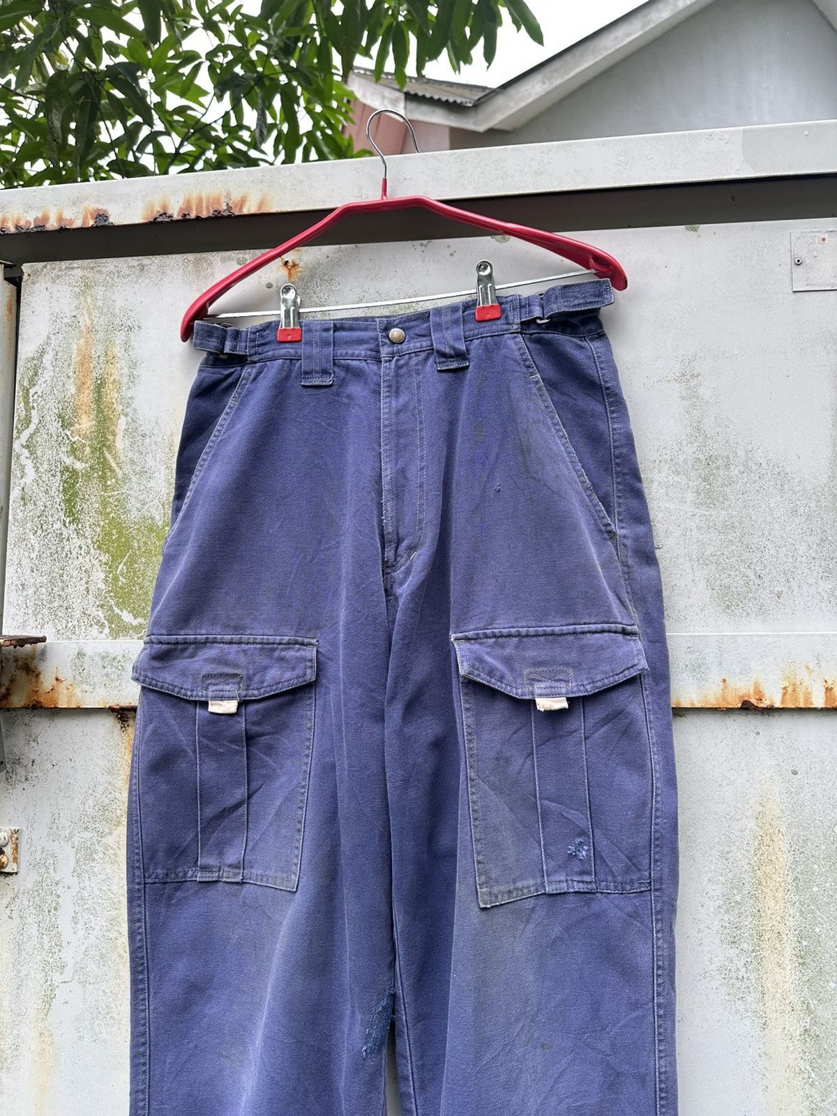 Vintage THRASHED Chore Pants Buckle Waist Workwear Size US 28 / EU 44 - 4 Thumbnail