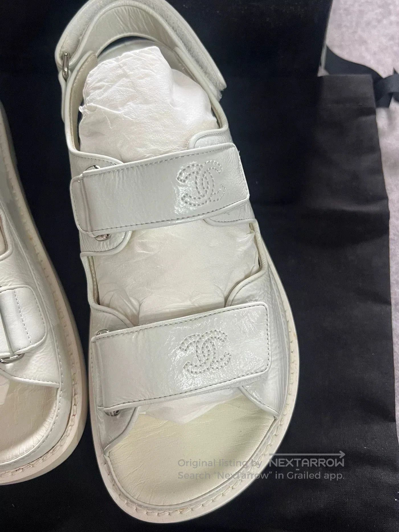 Chanel Chanel White Velcro Sandals. Size US 4.5 / IT 34.5 - 3 Thumbnail