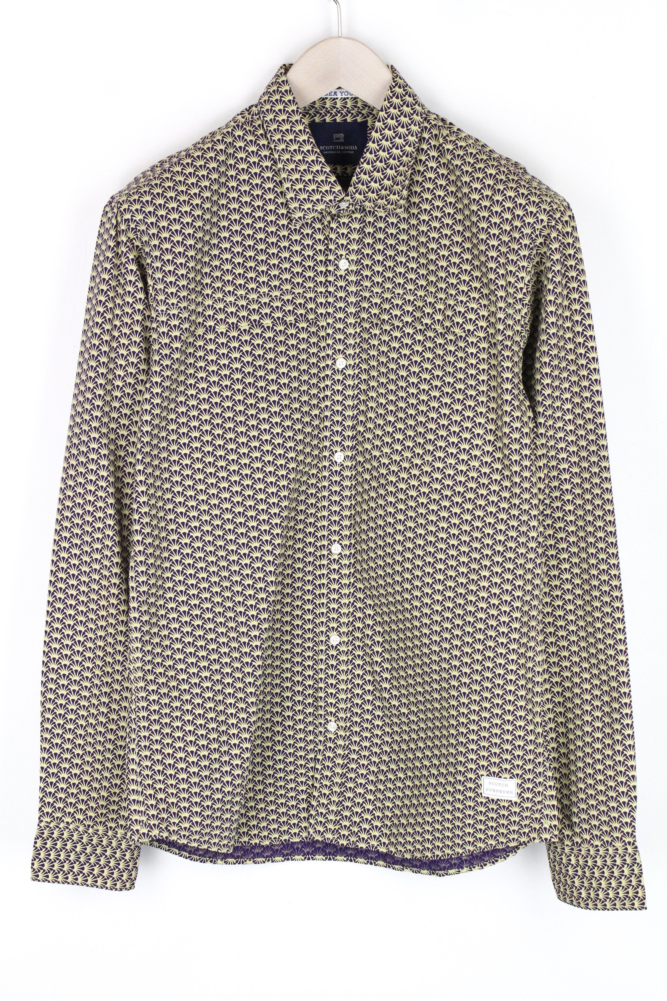 Scotch & Soda AMS COUTURE M Purple Yellow Pattern Cotton Shirt 61737 Size US M / EU 48-50 / 2 - 1 Thumbnail