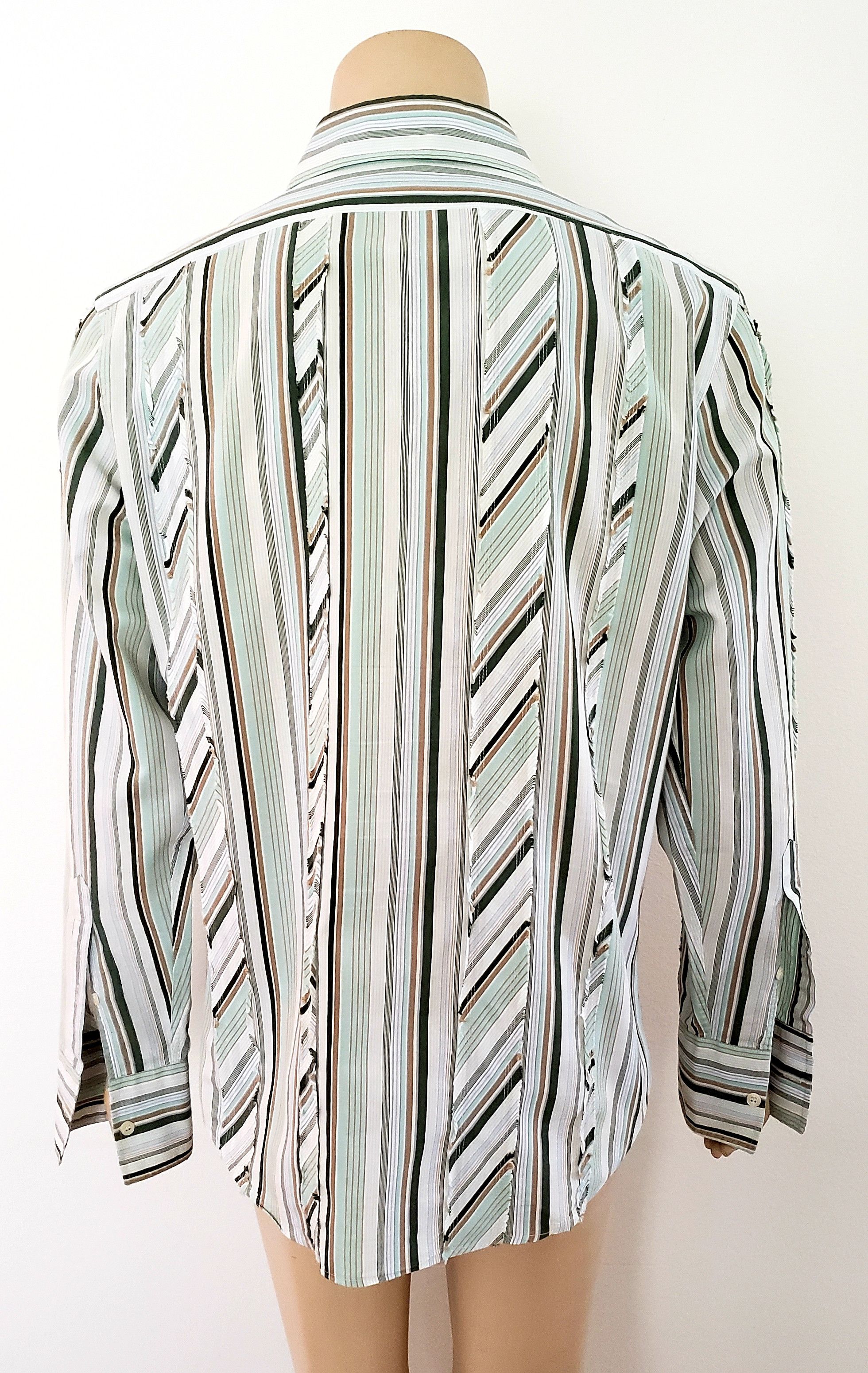 J.Lindeberg unusual striped shirt XL J Lindeberg cotton green Size US XL / EU 56 / 4 - 7 Thumbnail