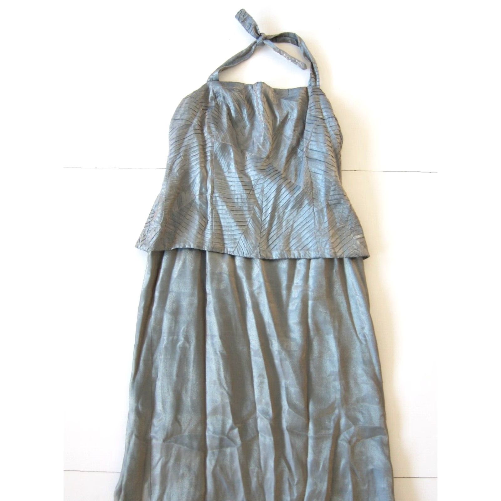 Alex Evenings VINTAGE Alex Evenings Blue Gold Satin Halter Top Long Maxi Formal Dress Women L Size L / US 10 / IT 46 - 7 Thumbnail