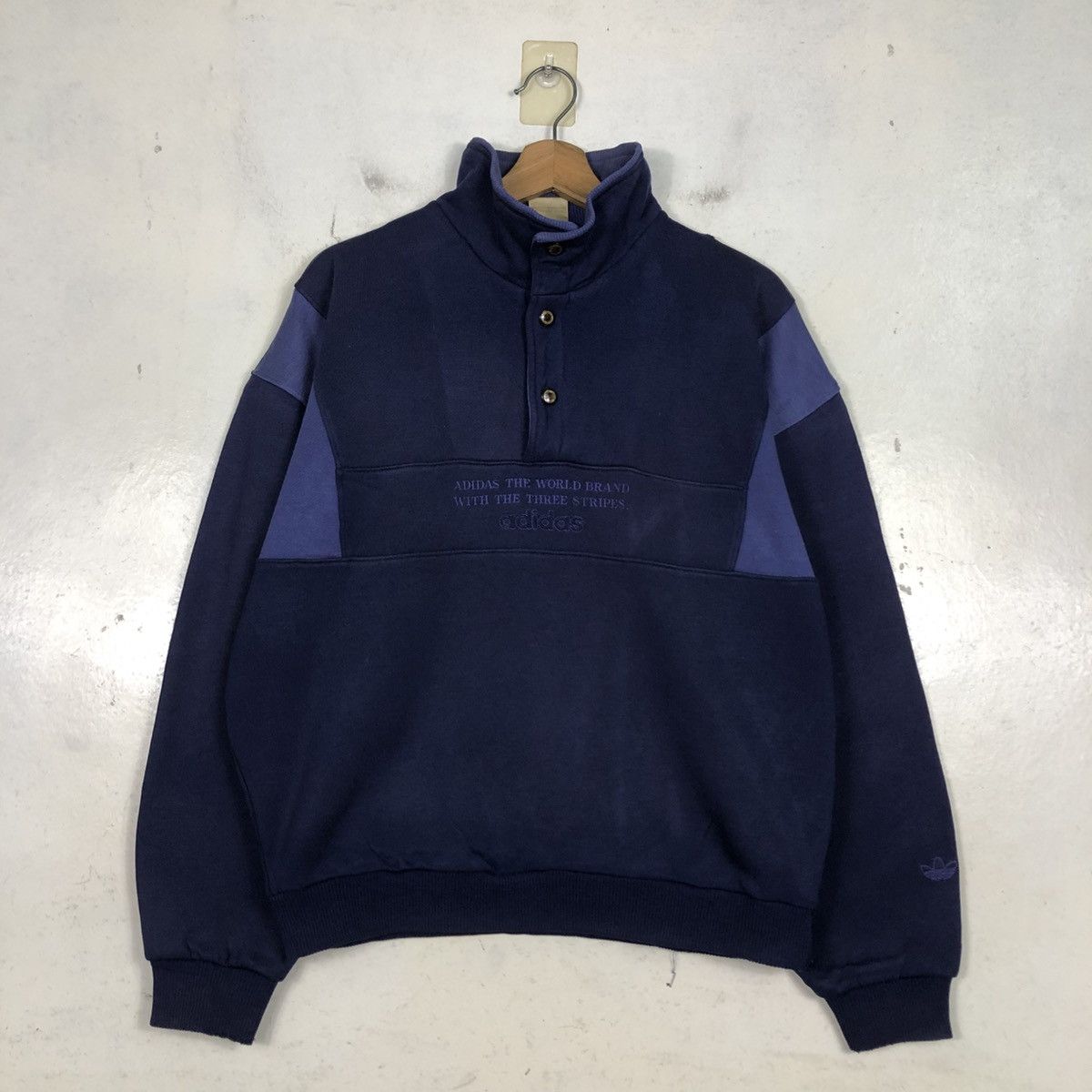 Adidas 📌Vintage Adidas Sweatshirt Half Button Anorak Big Logo Size US L / EU 52-54 / 3 - 3 Thumbnail