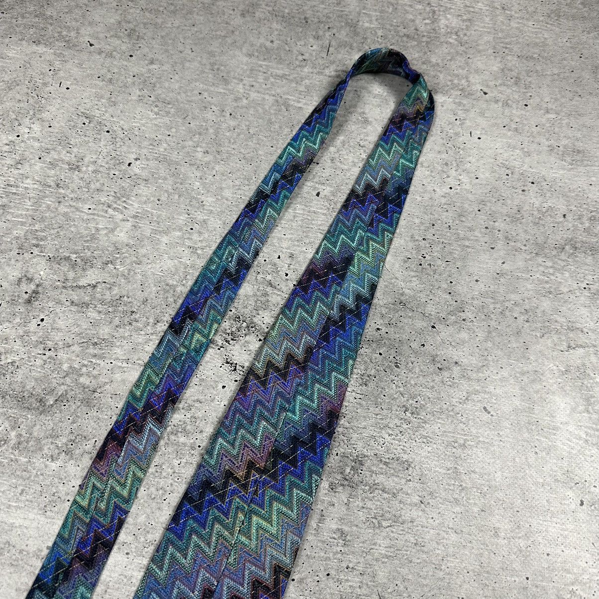 Designer MISSONI Men's Silk Necktie LUXURY Tie Purple Green Geometric Size ONE SIZE - 6 Thumbnail