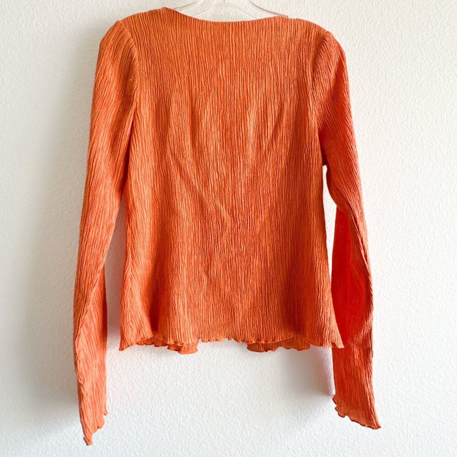Camila Coelho Camila Coelho Tais Long Sleeve Crinkle Top Orange Small Size S / US 4 / IT 40 - 6 Thumbnail