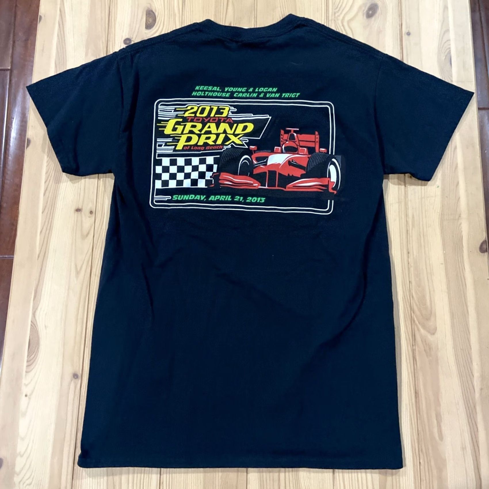 Gildan Toyota Grand Prix Long Beach 2013 Racing T Shirt Indy Cars Small Black T-Shirt Men Regular Short Sleeve Crew Neck Graphic Print Gildan Cotton Size US S / EU 44-46 / 1 - 6 Thumbnail
