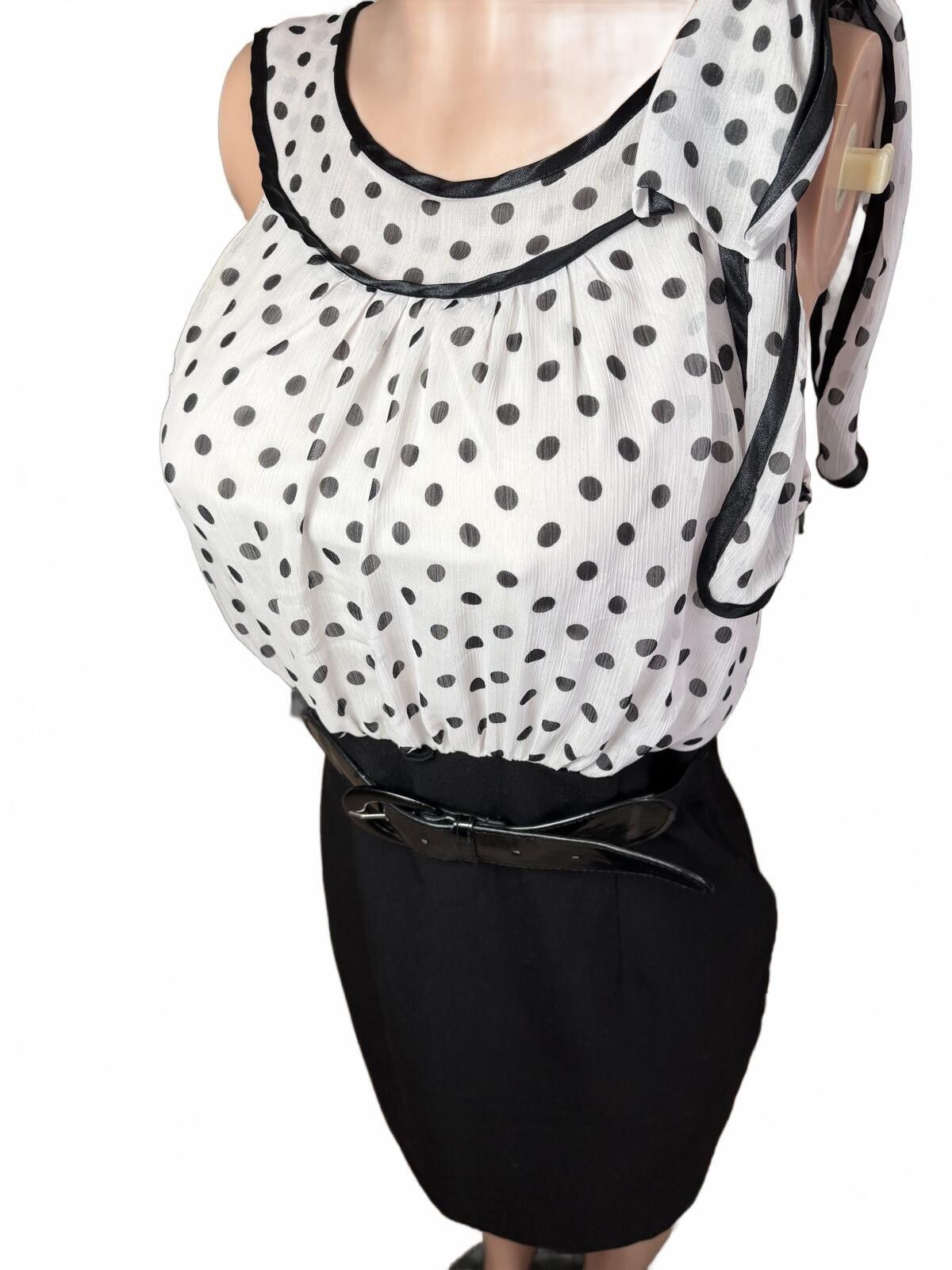 Other Y2K Polka Dot Belted Mini Dress Coquette Office Siren. 13 Size ONE SIZE - 3 Thumbnail