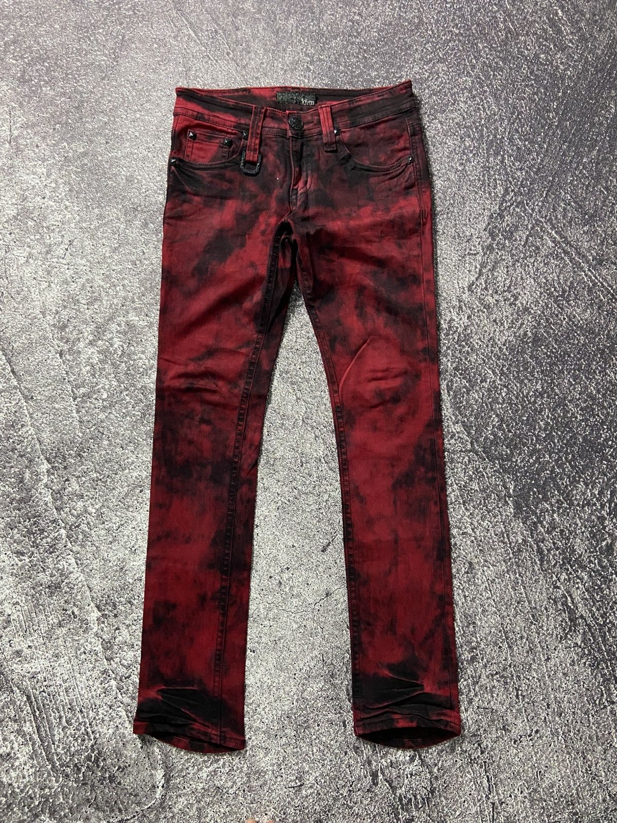 If Six Was Nine Xfrm blood red punk stretch jeans Size 29" - 1 Thumbnail