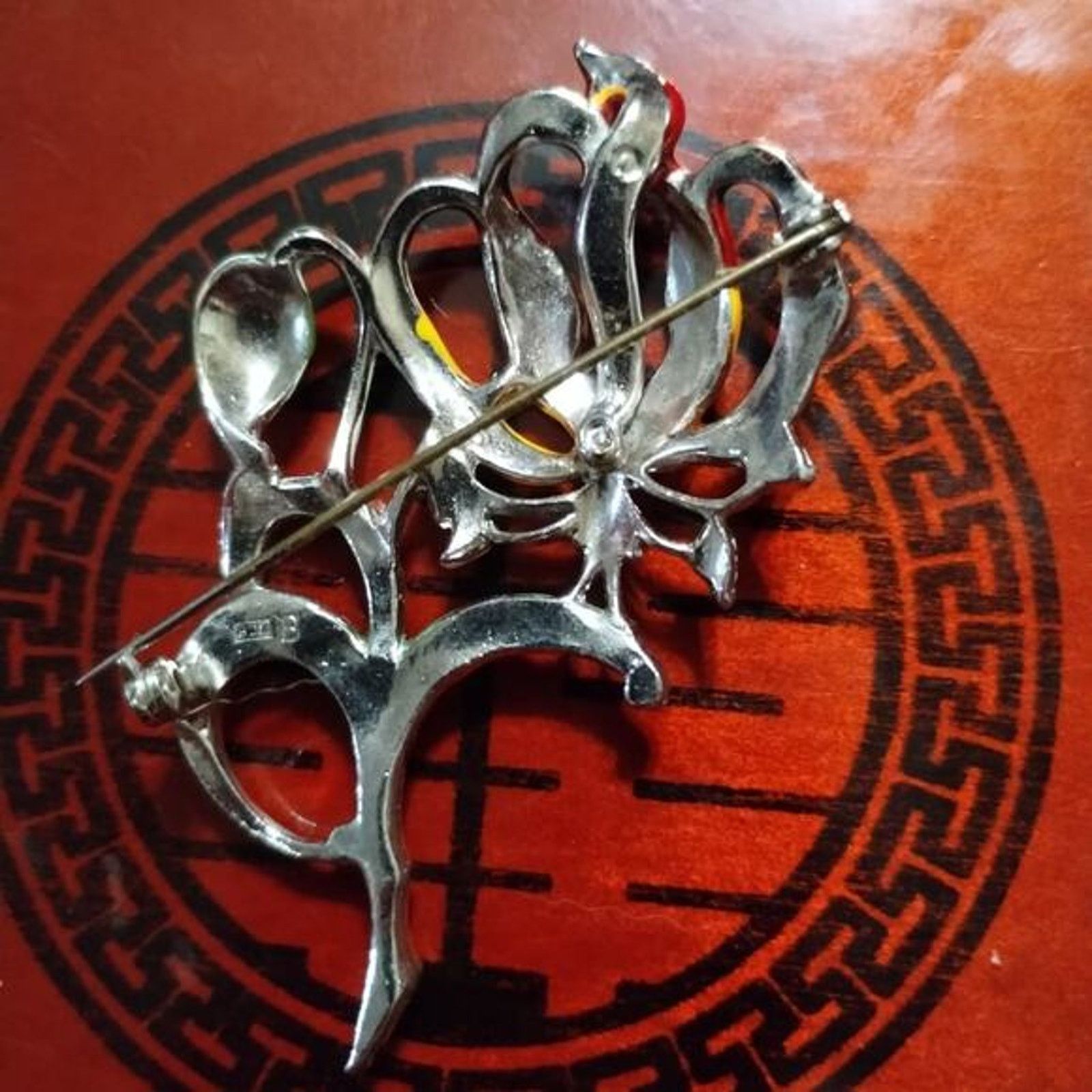 Vintage Vintage BJL Enamel Marcasite Brooch, Flower Estate Lapel Pin Size ONE SIZE - 3 Thumbnail
