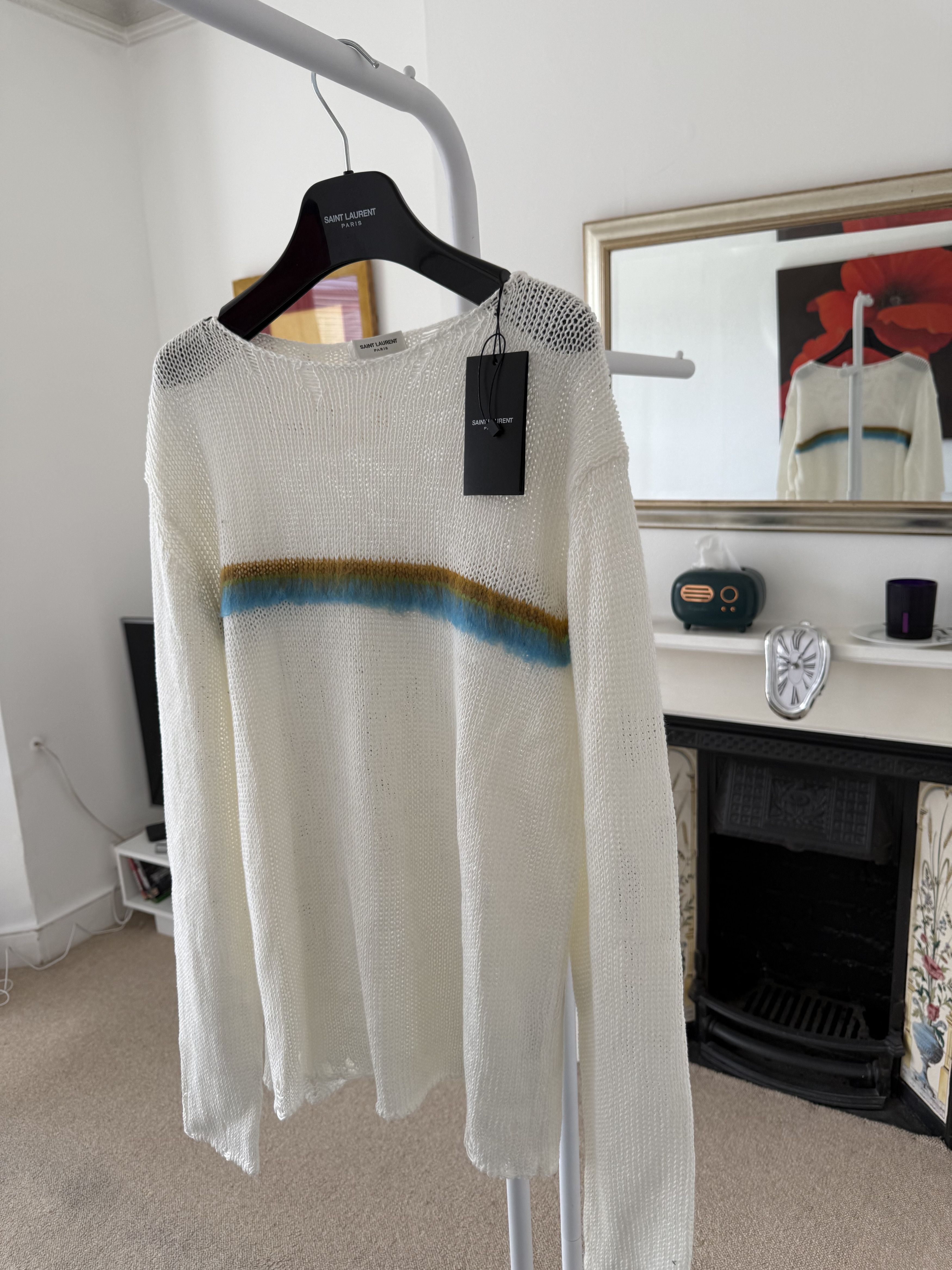 Saint Laurent Paris Saint Laurent Destroyed Mohair Striped Sweater Size US M / EU 48-50 / 2 - 3 Thumbnail