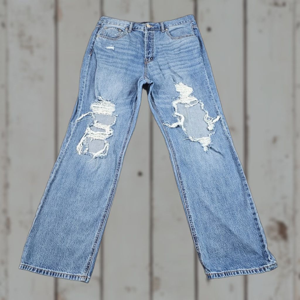 Vintage Aéropostale Jeans Womens 14 Straight Distressed Medium Wash Blue 90s 33x31 Size 33" - 1 Thumbnail