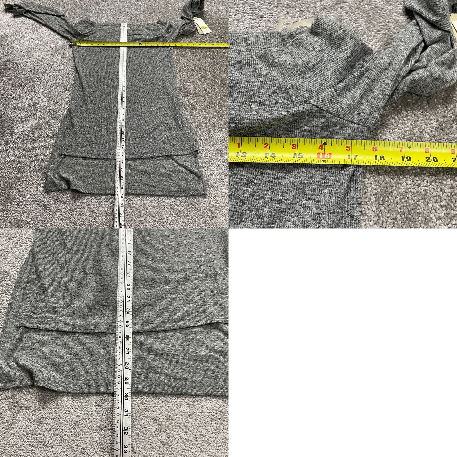 Bell GB Tunic Shirt Womens Junior Large Gray Off Shoulder Bell Sleeve Knit Cotton NWT Slit Stretch Classic Womens Size L / US 10 / IT 46 - 8 Thumbnail
