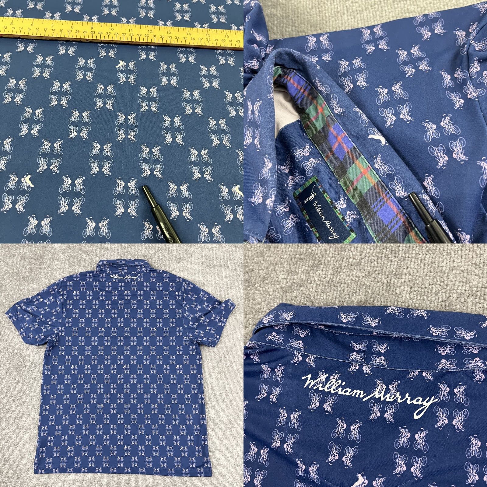 Vintage WILLIAM MURRAY Polo Shirt Mens XL Blue Bike Caddy Golf Performance Stretch Sport Shirt Size US XL / EU 56 / 4 - 8 Thumbnail