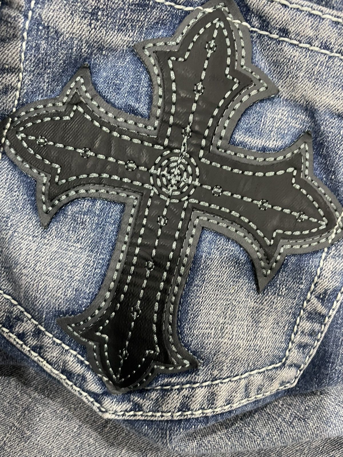 If Six Was Nine Xtreme Couture Cross Pocket Jeans Size US 35 - 19 Thumbnail