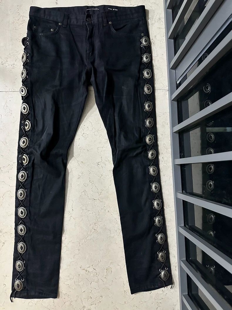 Saint Laurent Paris Saint Laurent Paris Woven silver buckle jeans-2508 Size US 32 / EU 48 - 1 Thumbnail
