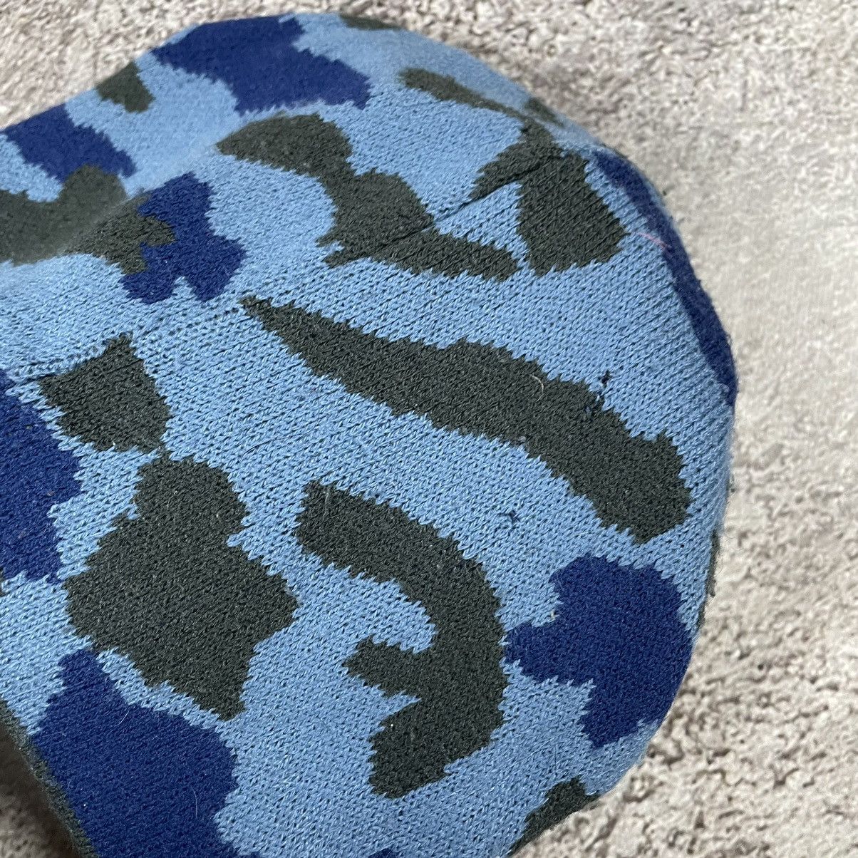 Vintage Vintage 90s Camo Knit Beanie Blue Black Mohair Knit Punk OS Size ONE SIZE - 5 Thumbnail