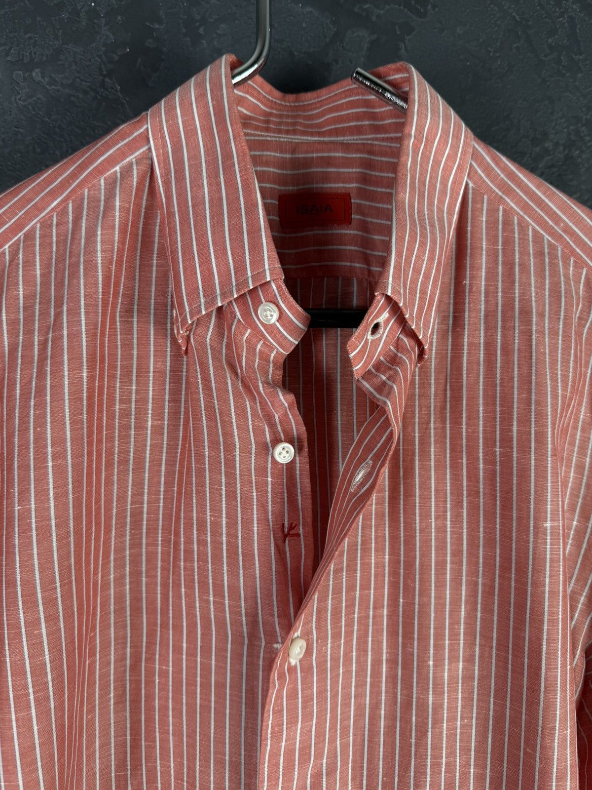 Isaia Mens Isaia Multi Striped Coton / Linen Shirt Multi Size US M / EU 48-50 / 2 - 7 Thumbnail