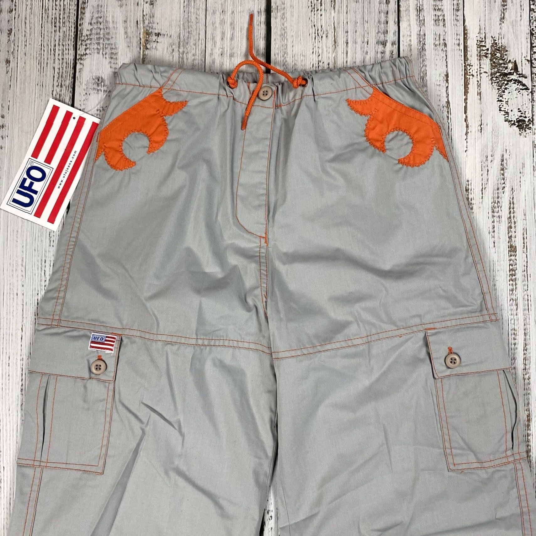 Vintage VTG UFO PARACHUTE PANTS Cargo WOMENS 12 Mercury Grey/Orange NWT Size 34" / US 12 / IT 48 - 2 Thumbnail