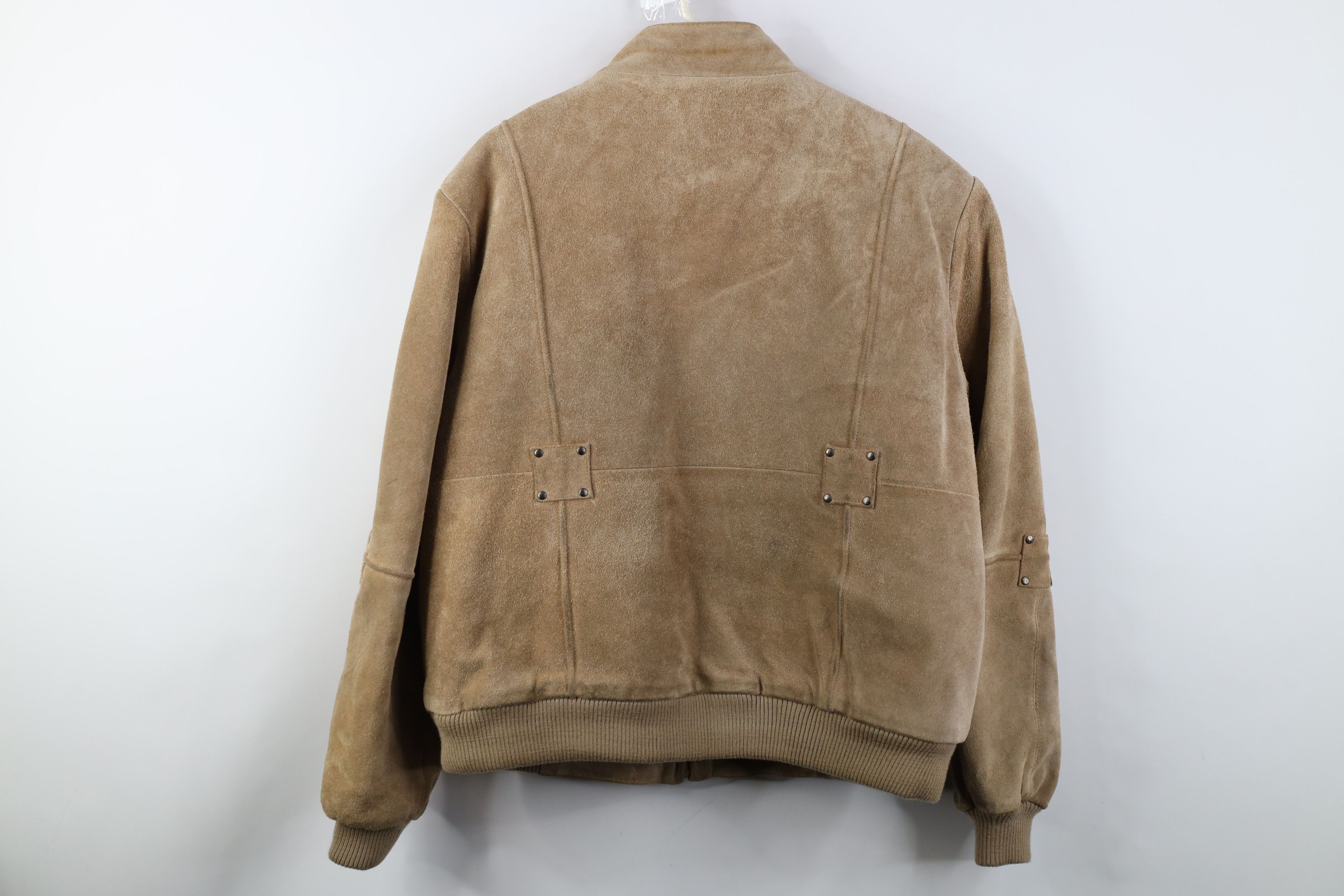 Vintage Vintage 70s Fleece Lined Suede Leather Bomber Jacket Beige Size US XXL / EU 58 / 5 - 15 Thumbnail