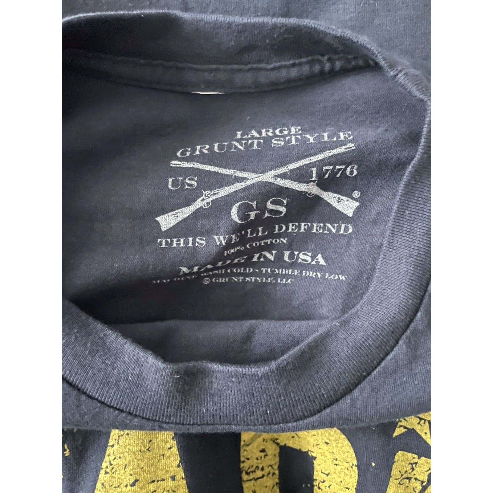 Vintage Grunt Style T-Shirt Dark Blue 100% Cotton Made In USA Graphic Mens L Black USA Size US L / EU 52-54 / 3 - 5 Thumbnail