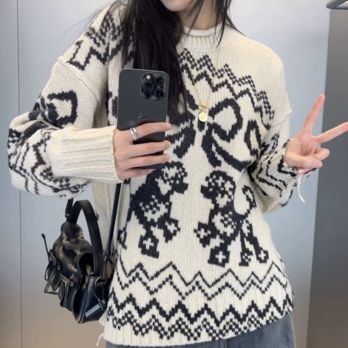Acne Studios Acne Studios Fair Isle Bow Knit Sweater xxs wool SS25 Size XXS / US 00 / IT 34 - 6 Thumbnail
