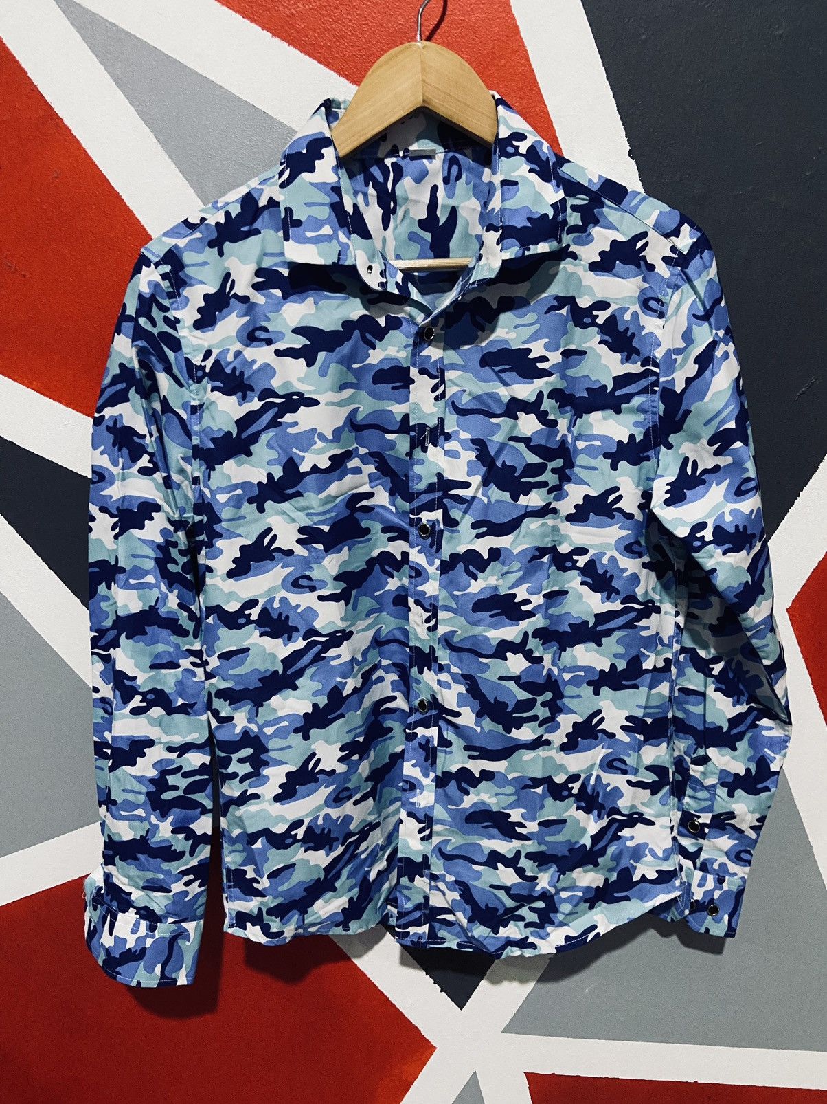 Japanese Brand Blue Camo Button Up Shirt Size US M / EU 48-50 / 2 - 1 Thumbnail