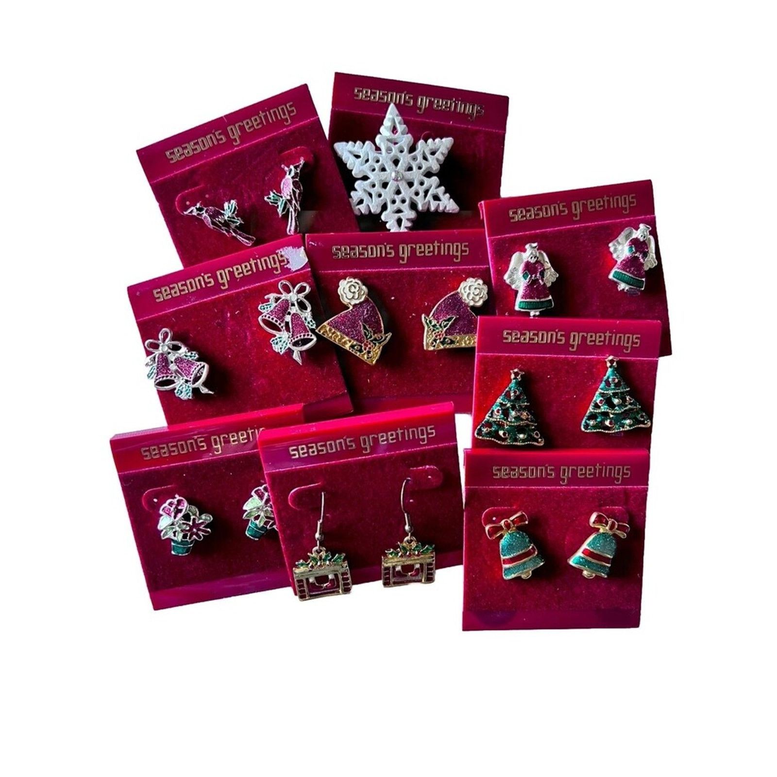Other Christmas Lot of 11 Pieces 4 Clip-ons, 4 Pierced. 1 Brooch Size ONE SIZE - 1 Thumbnail
