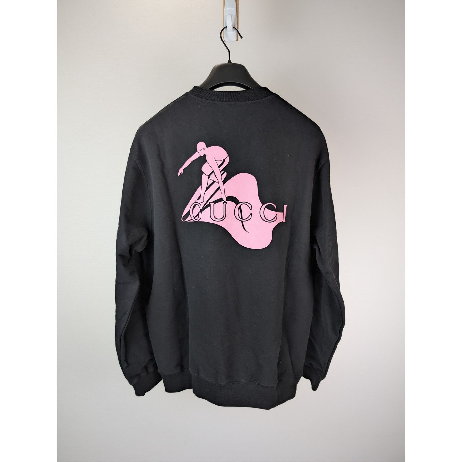 Gucci o1rshd1 Printed Logo Cotton Sweatshirt in Black / Light Pink Size US L / EU 52-54 / 3 - 1 Thumbnail