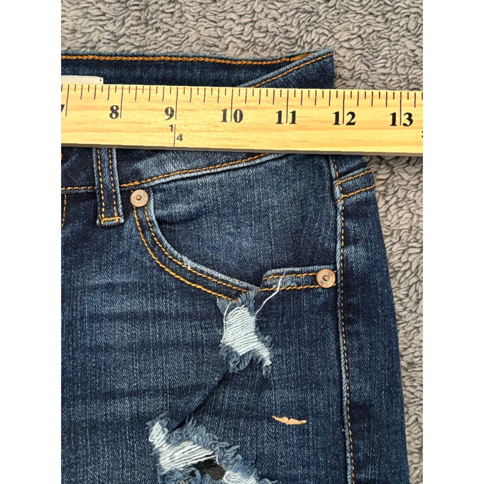 Vintage KanCan Jeans Womens 24/1 Blue Skinny Mid Rise Denim Stretch Frayed Hem Belt Loops 5-Pocket Design Estilo Slim Jeans Womens Size 42" / US 20 - 5 Thumbnail