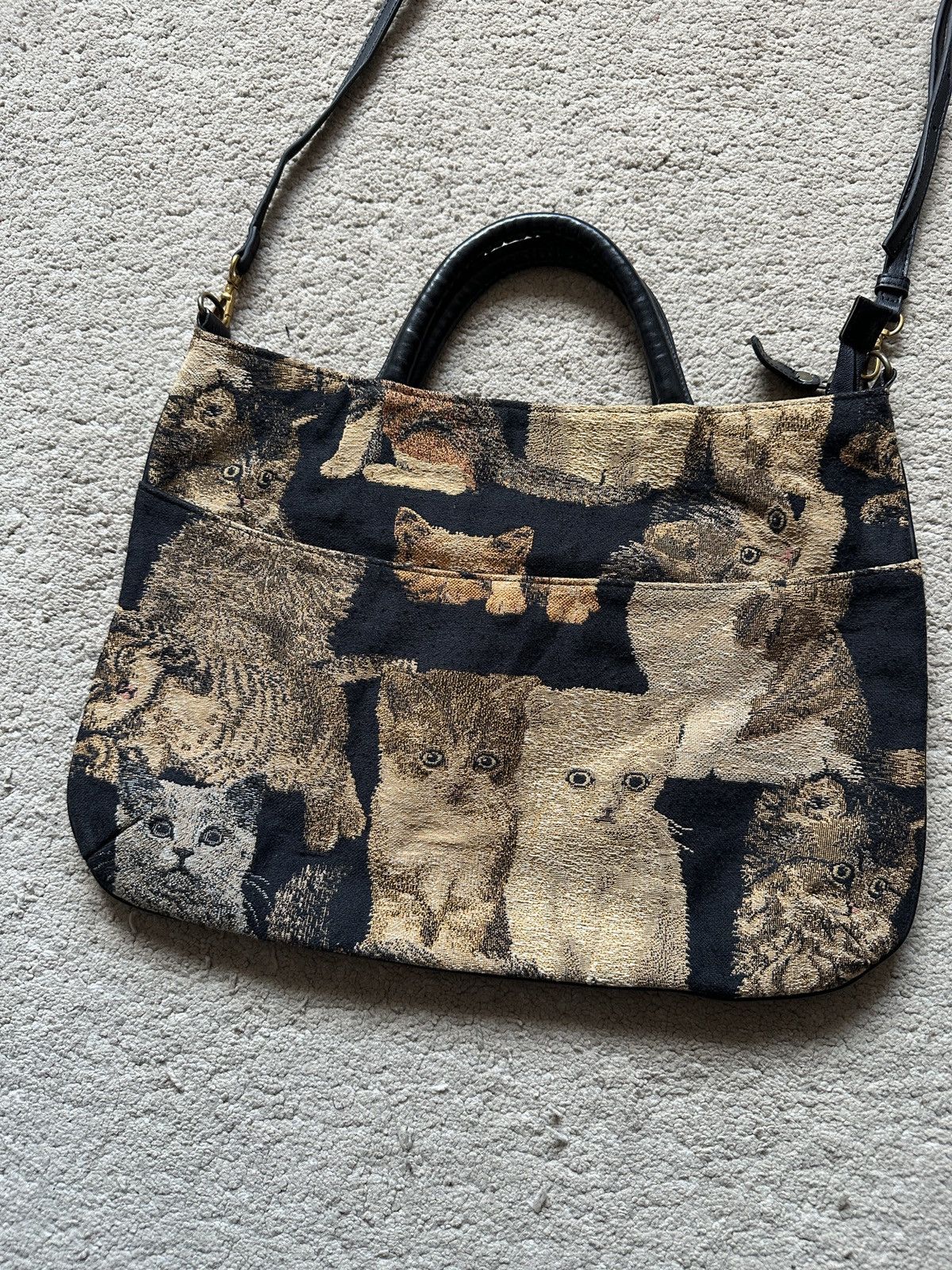 Japanese Brand 1990s Lead Co.Ltd Vintage Tapestry Cat Bag Size ONE SIZE - 2 Thumbnail