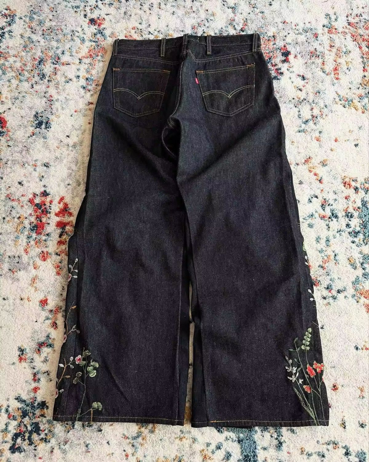 Jean Y2K Embroidery Streamlined Blossom Baggy Jean Size US 30 / EU 46 - 2 Thumbnail