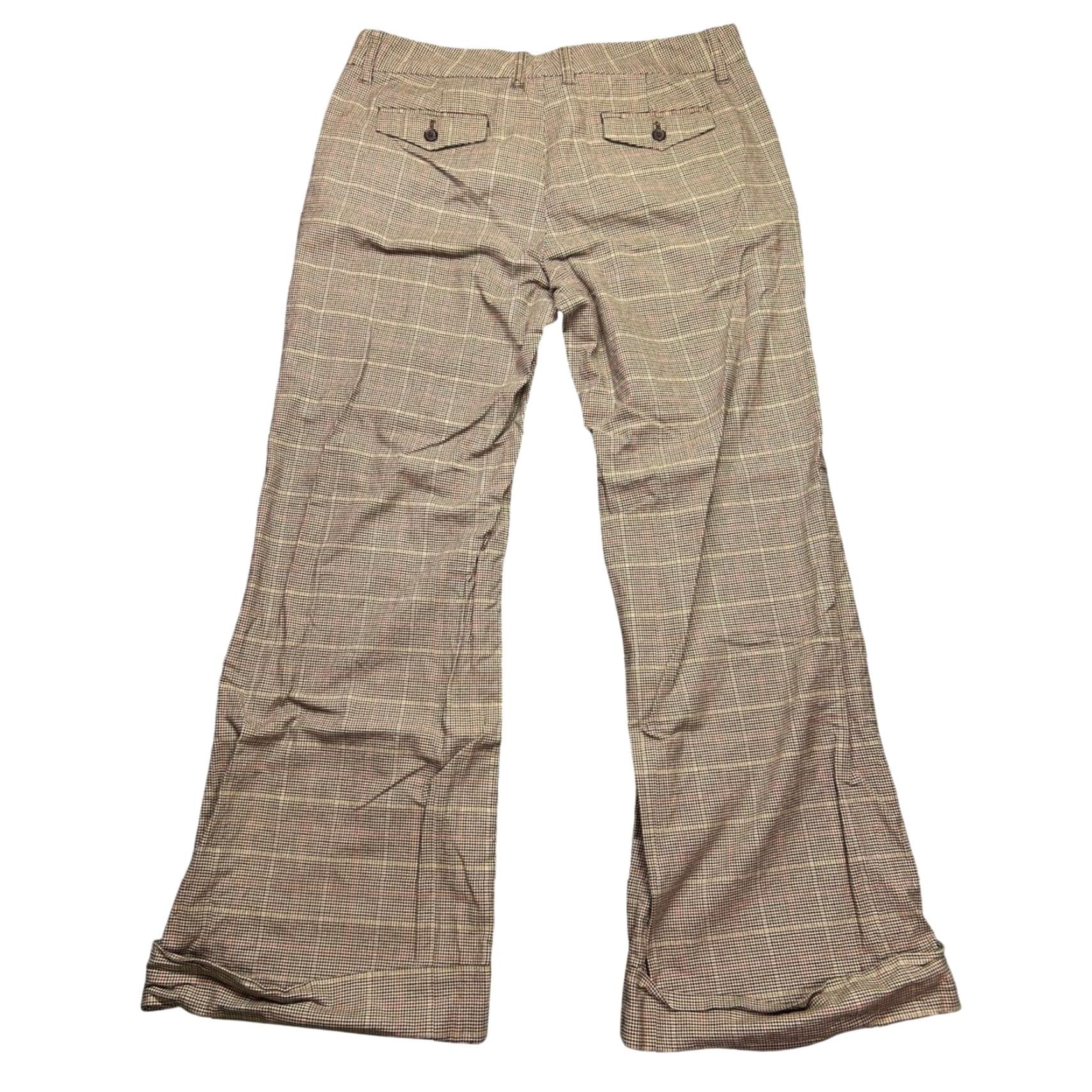 Gap VINTAGE Gap Stretch Womens 14 Brown Houndstooth Wide-Leg Cuffed Trousers Size 36" / US 14 / IT 50 - 2 Thumbnail