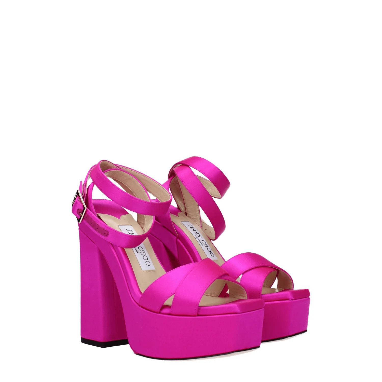 Jimmy Choo ob1o1e1124 Satin Sandals in Fuchsia Size US 7.5 / IT 37.5 - 2 Thumbnail