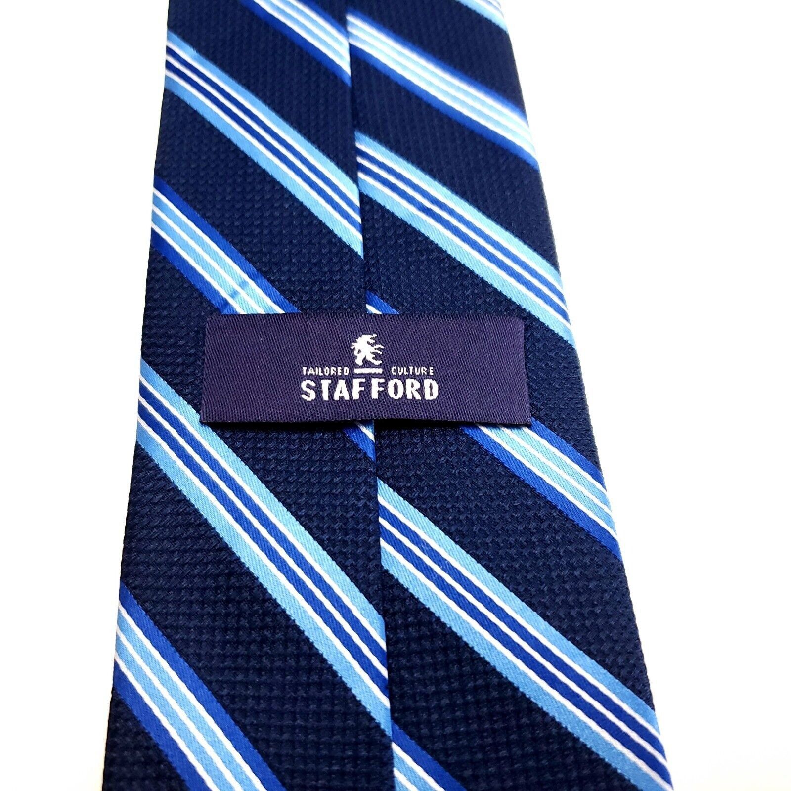 Stafford Stafford Blue Silk Tie Woven Striped Size ONE SIZE - 4 Thumbnail