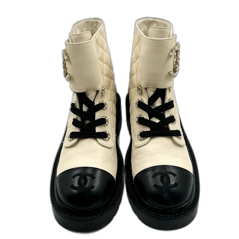Chanel Chanel Black and White Short Boots -2505 Size US 4.5 / IT 34.5 - 1 Thumbnail