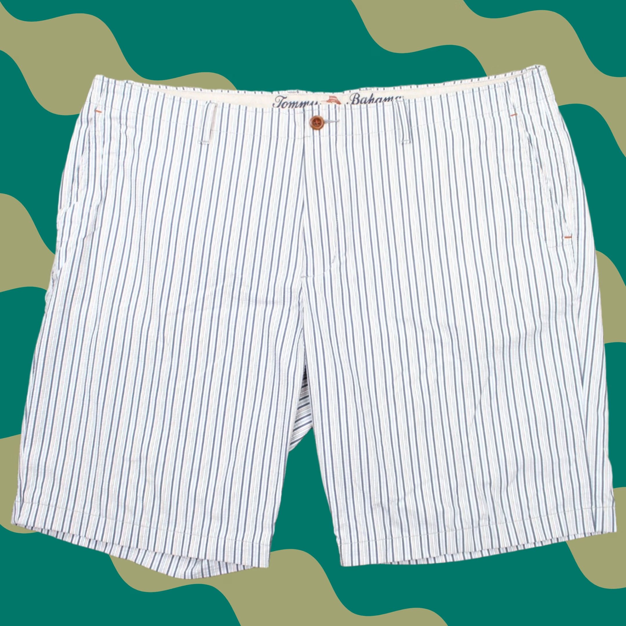 Tommy Bahama Tommy Bahama Seersucker Shorts Men 42 White/Blue/Orange Nylon Stretch 10" inseam Size US 42 / EU 58 - 1 Thumbnail