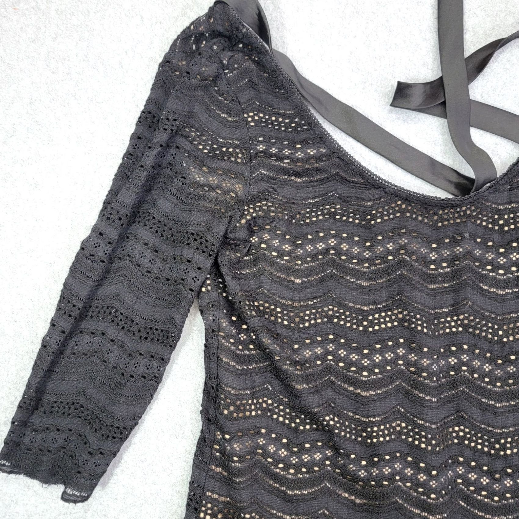 Vintage VINTAGE Denim & Supply Ralph Lauren Women’s Dress Black Lace Knit Scoop Back xs Dress Size M / US 6-8 / IT 42-44 - 3 Thumbnail